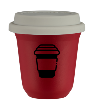 Tasse 80 ml ROUGE, avec couvercle blanc Tasse 80 ml ROUGE, avec couvercle blanc