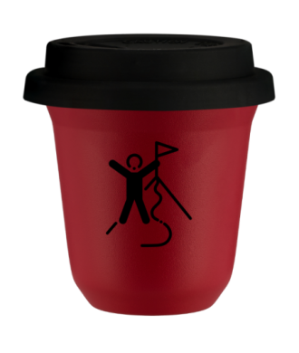 Tasse 80 ml ROUGE "Escalade 1", avec couvercle noir Tasse 80 ml ROUGE "Escalade 1", avec couvercle noir