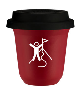 Tasse 80 ml ROUGE "Escalade 1 (blanc)", avec couvercle noir Tasse 80 ml ROUGE "Escalade 1 (blanc)", avec couvercle noir
