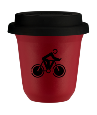 Tasse 80 ml ROUGE "Cyclisme 2 (noir)", avec couvercle noir Tasse 80 ml ROUGE "Cyclisme 2 (noir)", avec couvercle noir