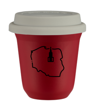 Tasse 80 ml ROUGE "Pologne (noir)", avec couvercle blanc Tasse 80 ml ROUGE "Pologne (noir)", avec couvercle blanc