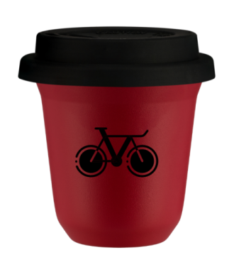 Tasse 80 ml ROUGE "Vélo 1 (noir)", avec couvercle noir Tasse 80 ml ROUGE "Vélo 1 (noir)", avec couvercle noir