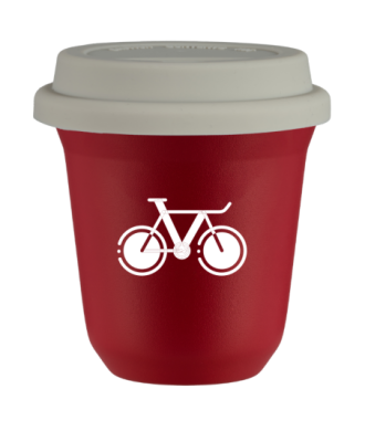 Tasse 80 ml ROUGE "Vélo 1 (blanc)", avec couvercle blanc Tasse 80 ml ROUGE "Vélo 1 (blanc)", avec couvercle blanc