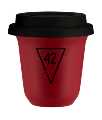 Tasse 80 ml ROUGE "42 (noir)", avec couvercle noir Tasse 80 ml ROUGE "42 (noir)", avec couvercle noir