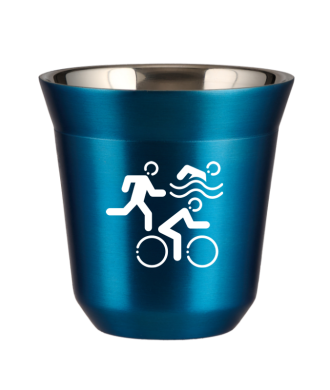 Tasse 80 ml BLEU MÉTALLIQUE "Sports (blanc)" Tasse 80 ml BLEU MÉTALLIQUE "Sports (blanc)"