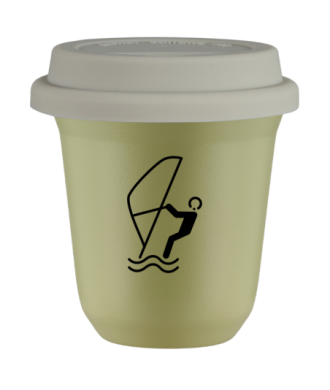 Tasse 80 ml PISTACHE "Sports nautiques", avec couvercle blanc Tasse 80 ml PISTACHE "Sports nautiques", avec couvercle blanc