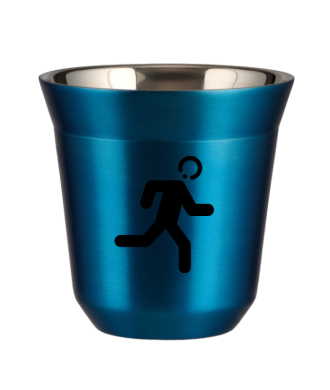 Tasse 80 ml BLEU MÉTALLIQUE "Coureur (noir)" Tasse 80 ml BLEU MÉTALLIQUE "Coureur (noir)"