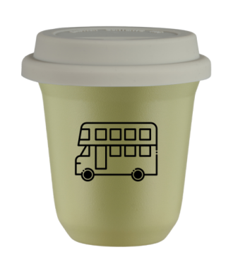 Tasse 80 ml PISTACHE "Bus (noir)", avec couvercle blanc Tasse 80 ml PISTACHE "Bus (noir)", avec couvercle blanc