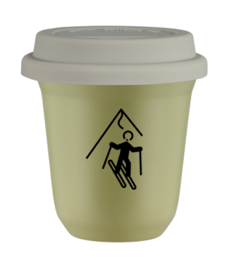 Tasse 80 ml PISTACHE "Ski (noir)", avec couvercle blanc Tasse 80 ml PISTACHE "Ski (noir)", avec couvercle blanc