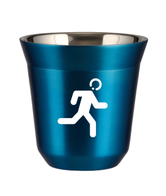 Tasse 80 ml BLEU MÉTALLIQUE "Coureur (blanc)" Tasse 80 ml BLEU MÉTALLIQUE "Coureur (blanc)"