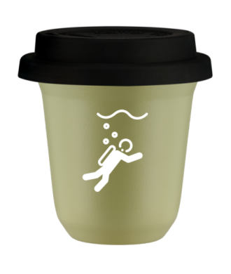 Tasse 80 ml PISTACHE "Plongée (blanc)", avec couvercle noir Tasse 80 ml PISTACHE "Plongée (blanc)", avec couvercle noir