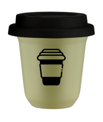 Tasse 80 ml PISTACHE, avec couvercle noir Tasse 80 ml PISTACHE, avec couvercle noir