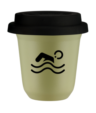 Tasse 80 ml PISTACHE "Natation", avec couvercle noir Tasse 80 ml PISTACHE "Natation", avec couvercle noir