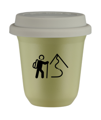 Tasse 80 ml PISTACHE "Escalade 2", avec couvercle blanc Tasse 80 ml PISTACHE "Escalade 2", avec couvercle blanc