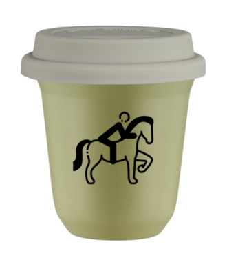 Tasse 80 ml PISTACHE "Équitation 2", avec couvercle blanc Tasse 80 ml PISTACHE "Équitation 2", avec couvercle blanc