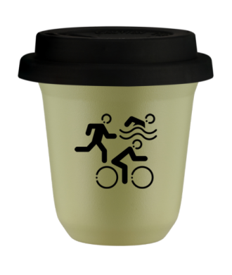 Tasse 80 ml PISTACHE "Sports", avec couvercle noir Tasse 80 ml PISTACHE "Sports", avec couvercle noir