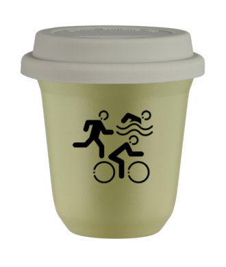 Tasse 80 ml PISTACHE "Sports (noir)", avec couvercle blanc Tasse 80 ml PISTACHE "Sports (noir)", avec couvercle blanc