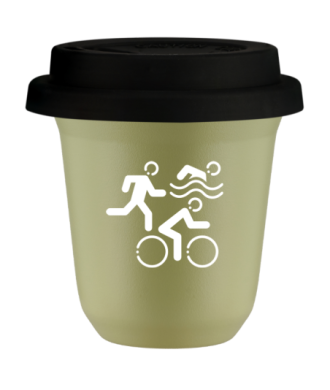 Tasse 80 ml PISTACHE "Sports (blanc)", avec couvercle noir Tasse 80 ml PISTACHE "Sports (blanc)", avec couvercle noir