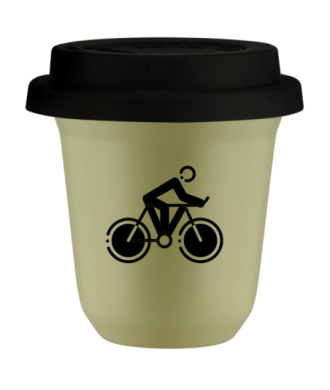 Tasse 80 ml PISTACHE "Cyclisme 2 (noir)", avec couvercle noir Tasse 80 ml PISTACHE "Cyclisme 2 (noir)", avec couvercle noir