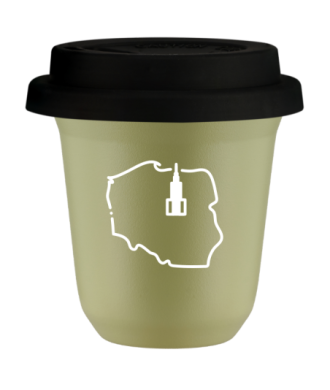 Tasse 80 ml PISTACHE "Pologne (blanc)", avec couvercle noir Tasse 80 ml PISTACHE "Pologne (blanc)", avec couvercle noir