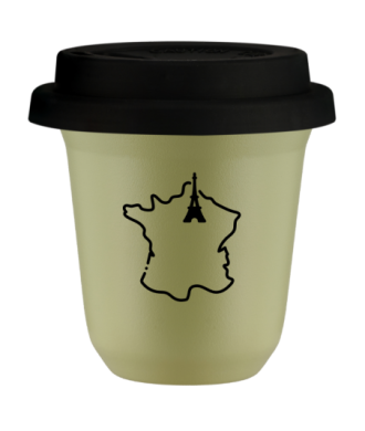 Tasse 80 ml PISTACHE "France (noir)", avec couvercle noir Tasse 80 ml PISTACHE "France (noir)", avec couvercle noir
