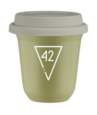 Tasse 80 ml PISTACHE "42 (blanc)", avec couvercle blanc Tasse 80 ml PISTACHE "42 (blanc)", avec couvercle blanc