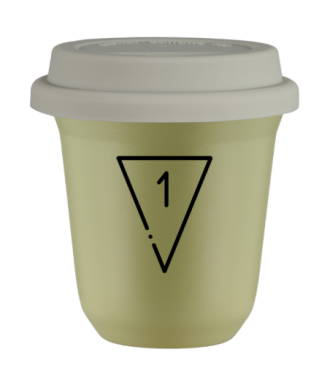Tasse 80 ml PISTACHE "1", avec couvercle blanc Tasse 80 ml PISTACHE "1", avec couvercle blanc