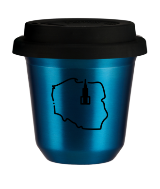 Tasse 80 ml BLEU MÉTALLIQUE "Pologne (noir)", avec couvercle noir Tasse 80 ml BLEU MÉTALLIQUE "Pologne (noir)", avec couvercle noir