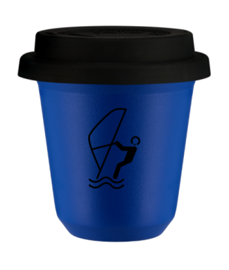 Tasse 80 ml BLEU "Sports nautiques", avec couvercle noir Tasse 80 ml BLEU "Sports nautiques", avec couvercle noir