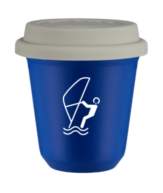Tasse 80 ml BLEU "Sports nautiques (blanc)", avec couvercle blanc Tasse 80 ml BLEU "Sports nautiques (blanc)", avec couvercle blanc