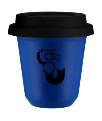 Tasse 80 ml BLEU "WARSZAWSKA SYRENKA", avec couvercle noir Tasse 80 ml BLEU "WARSZAWSKA SYRENKA", avec couvercle noir