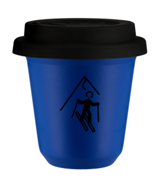 Tasse 80 ml BLEU "Ski", avec couvercle noir Tasse 80 ml BLEU "Ski", avec couvercle noir
