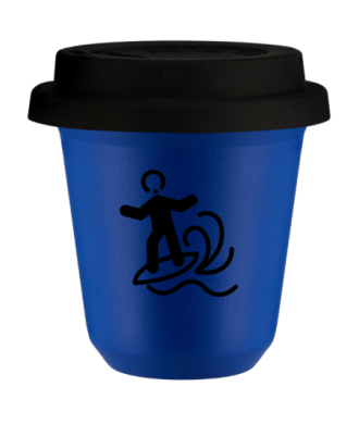 Tasse 80 ml BLEU "Planche à voile (noir)", avec couvercle noir Tasse 80 ml BLEU "Planche à voile (noir)", avec couvercle noir