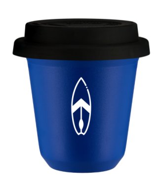 Tasse 80 ml BLEU "Planche (blanc)", avec couvercle noir Tasse 80 ml BLEU "Planche (blanc)", avec couvercle noir
