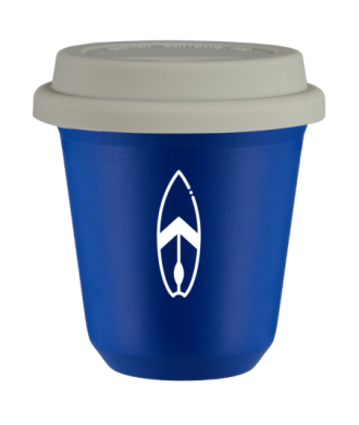 Tasse 80 ml BLEU "Planche (blanc)", avec couvercle blanc Tasse 80 ml BLEU "Planche (blanc)", avec couvercle blanc