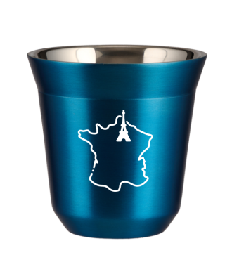 Tasse 80 ml BLEU MÉTALLIQUE "France (blanc)" Tasse 80 ml BLEU MÉTALLIQUE "France (blanc)"