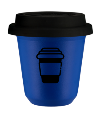 Tasse 80 ml BLEU, avec couvercle noir Tasse 80 ml BLEU, avec couvercle noir