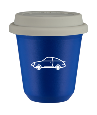 Tasse 80 ml BLEU "Voiture (blanc)", avec couvercle blanc Tasse 80 ml BLEU "Voiture (blanc)", avec couvercle blanc