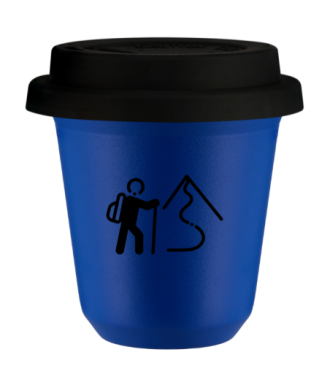 Tasse 80 ml BLEU "Escalade 2 (noir)", avec couvercle noir Tasse 80 ml BLEU "Escalade 2 (noir)", avec couvercle noir