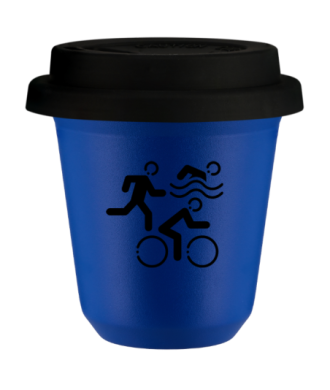Tasse 80 ml BLEU "Sports (noir)", avec couvercle noir Tasse 80 ml BLEU "Sports (noir)", avec couvercle noir