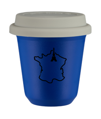 Tasse 80 ml BLEU "France", avec couvercle blanc Tasse 80 ml BLEU "France", avec couvercle blanc