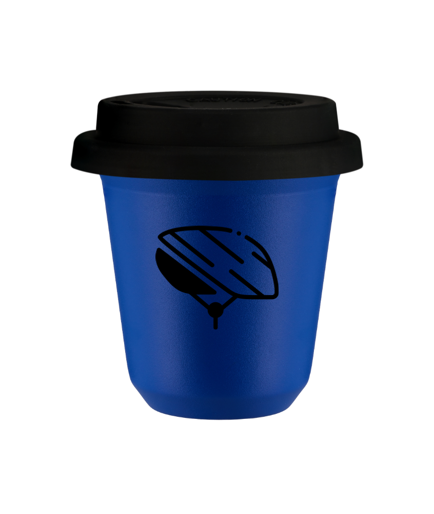Tasse 80 ml BLEU "Casque", avec couvercle noir Tasse 80 ml BLEU "Casque", avec couvercle noir