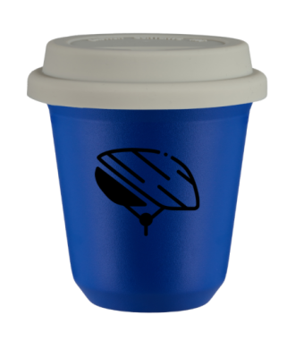 Tasse 80 ml BLEU "Casque (noir)", avec couvercle blanc Tasse 80 ml BLEU "Casque (noir)", avec couvercle blanc