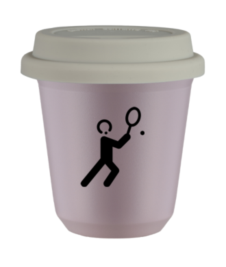 Tasse 80 ml LAVANDE "Tennis 1 (noir)", avec couvercle blanc Tasse 80 ml LAVANDE "Tennis 1 (noir)", avec couvercle blanc