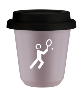 Tasse 80 ml LAVANDE "Tennis 1 (blanc)", avec couvercle noir Tasse 80 ml LAVANDE "Tennis 1 (blanc)", avec couvercle noir