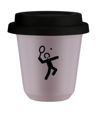 Tasse 80 ml LAVANDE "Tennis 2 (noir)", avec couvercle noir Tasse 80 ml LAVANDE "Tennis 2 (noir)", avec couvercle noir