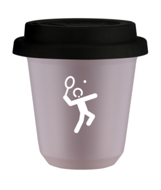 Tasse 80 ml LAVANDE "Tennis 2 (blanc)", avec couvercle noir Tasse 80 ml LAVANDE "Tennis 2 (blanc)", avec couvercle noir