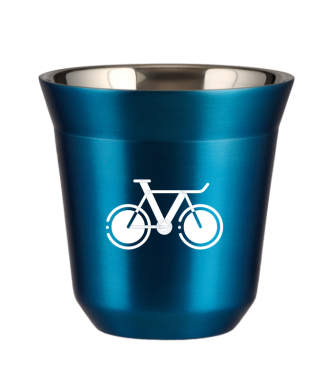 Tasse 80 ml BLEU MÉTALLIQUE "Vélo 1 (blanc)" Tasse 80 ml BLEU MÉTALLIQUE "Vélo 1 (blanc)"