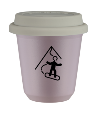Tasse 80 ml LAVANDE "Snowboard (noir)", avec couvercle blanc Tasse 80 ml LAVANDE "Snowboard (noir)", avec couvercle blanc