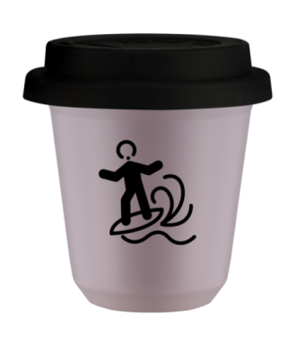 Tasse 80 ml LAVANDE "Planche à voile (noir)", avec couvercle noir Tasse 80 ml LAVANDE "Planche à voile (noir)", avec couvercle noir
